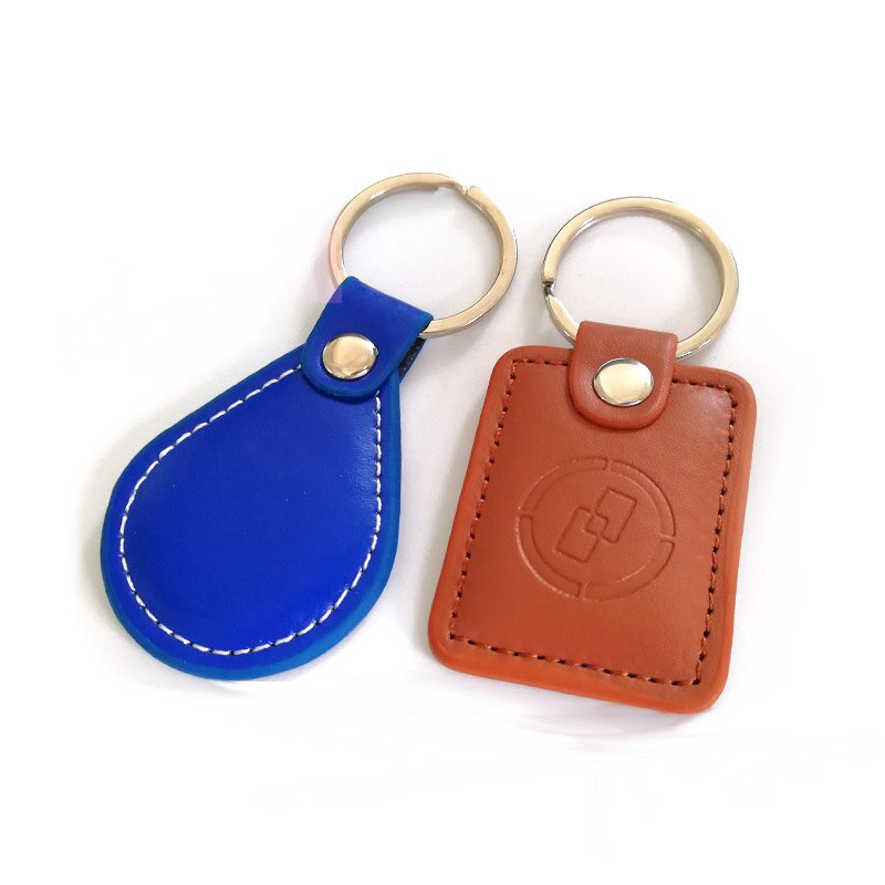 10pcs leather Hotel Keyfob EM4100 RFID 125 KHz/ID 13.56MHZ NFCToken leather ID/IC Card for Access Control ID smart car Keys