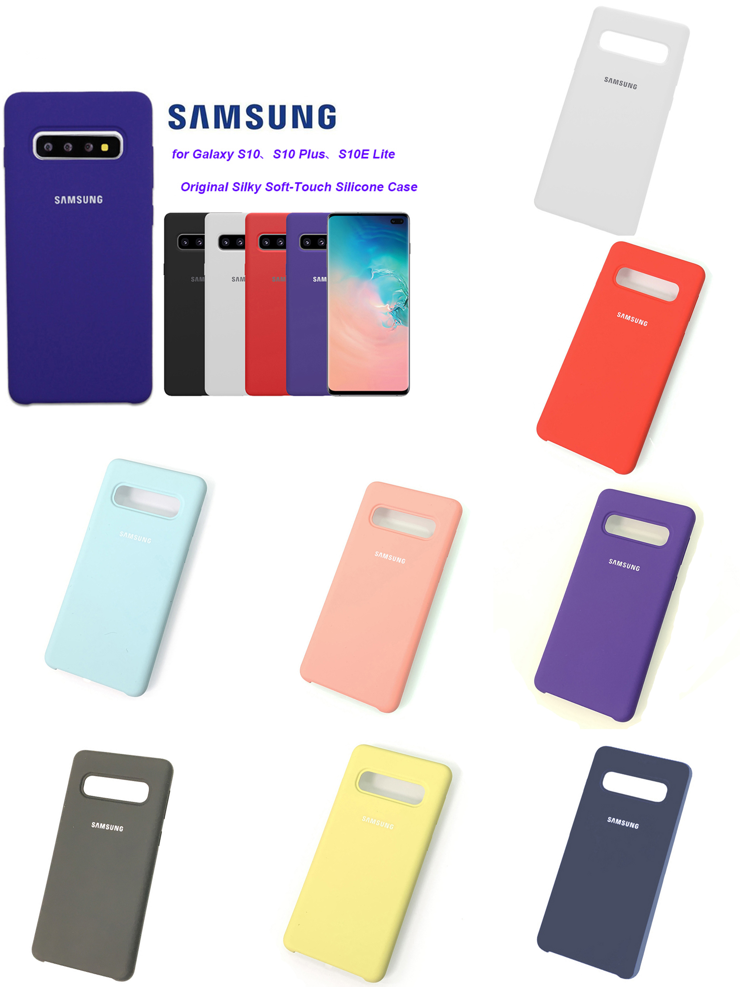 Original Samsung Galaxy S10 Plus Liquid Silicone Case Silky Soft-Touch Back Protective Cover For Samsung galaxy S10+ S10E