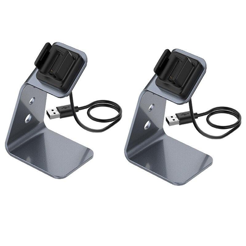 2PCS Charger Dock for Fitbit Charge 4/Charge 4 SE/Charge 3/Charge 3 SE, Portable Replacement Charging Dock Stand: gray
