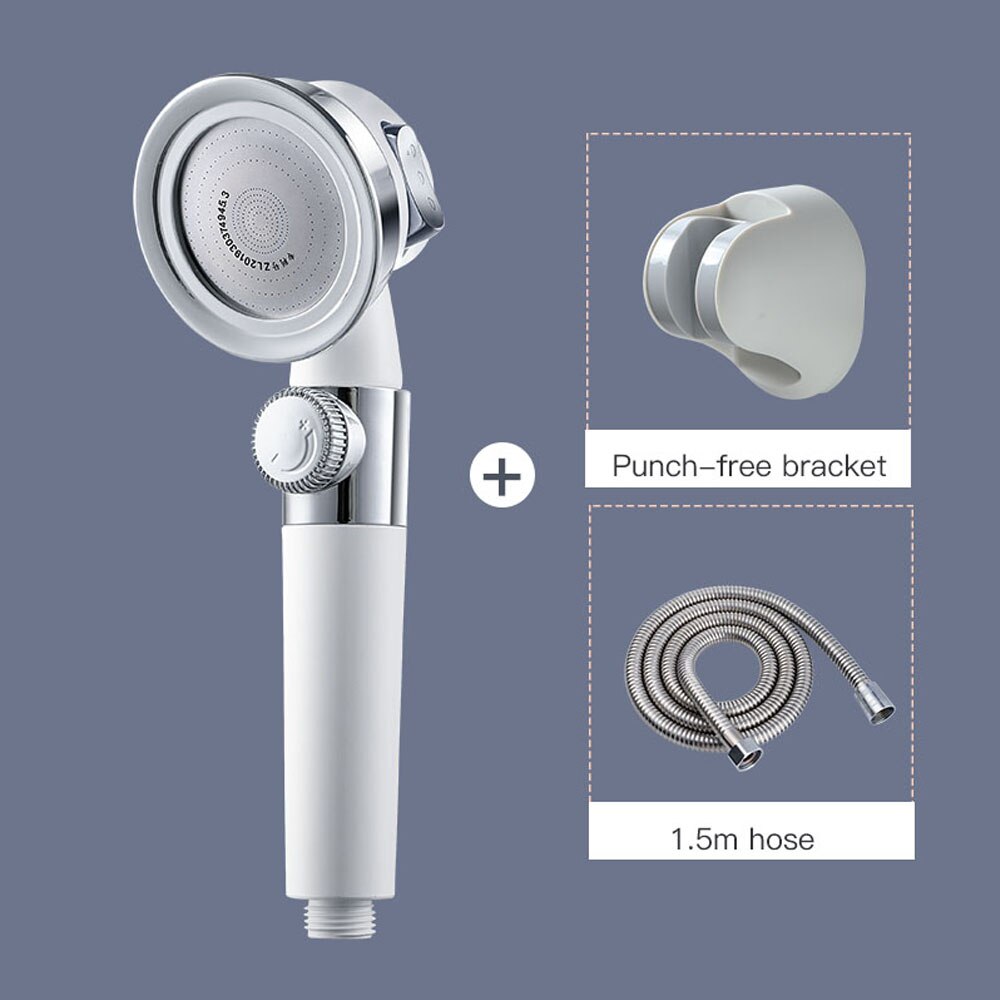 Pressurized Shower Head High Pressure Water Saving Perforated Free Bracket Hose Adjustable Bathroom Accessories Shower Set: Limited Time Offer 3