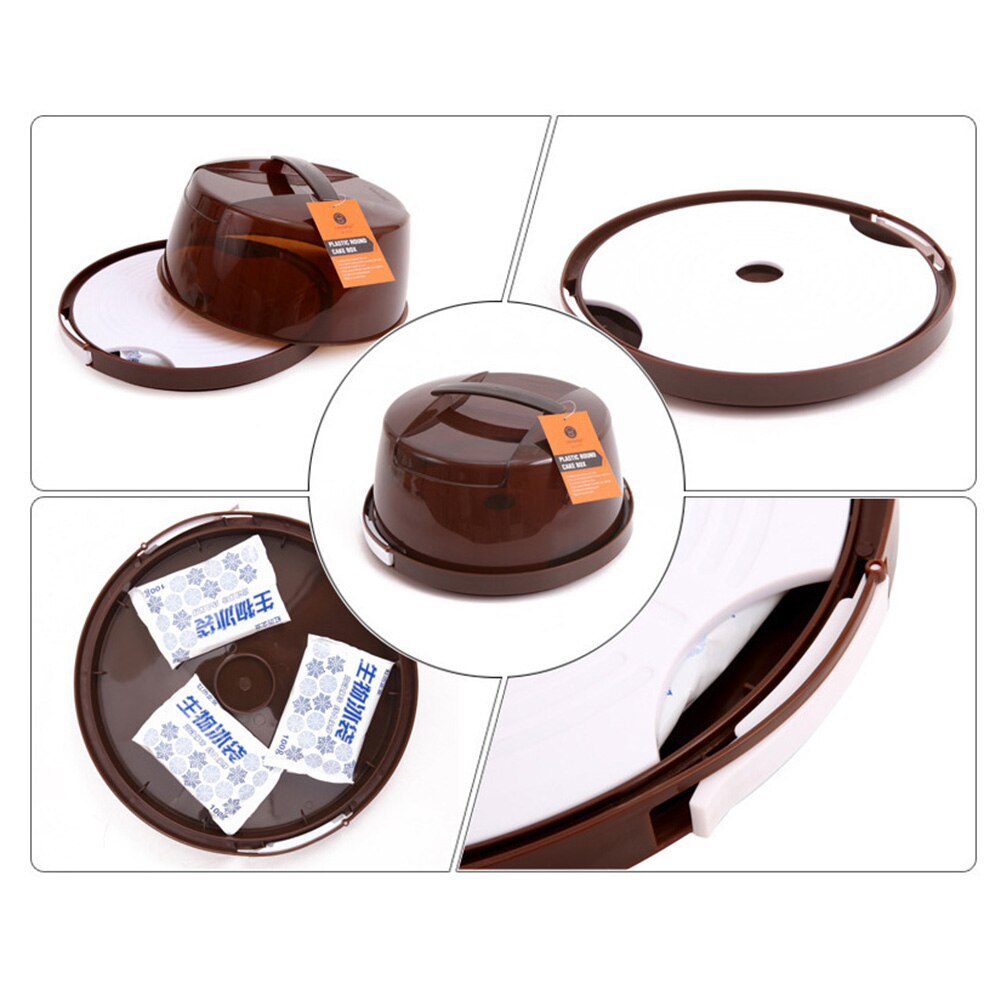 Portable Plastic Round Transparent Cheese Cake Container Packaging Box Tray Food Fresh-Keeping Holder Storage Case Party Supplie