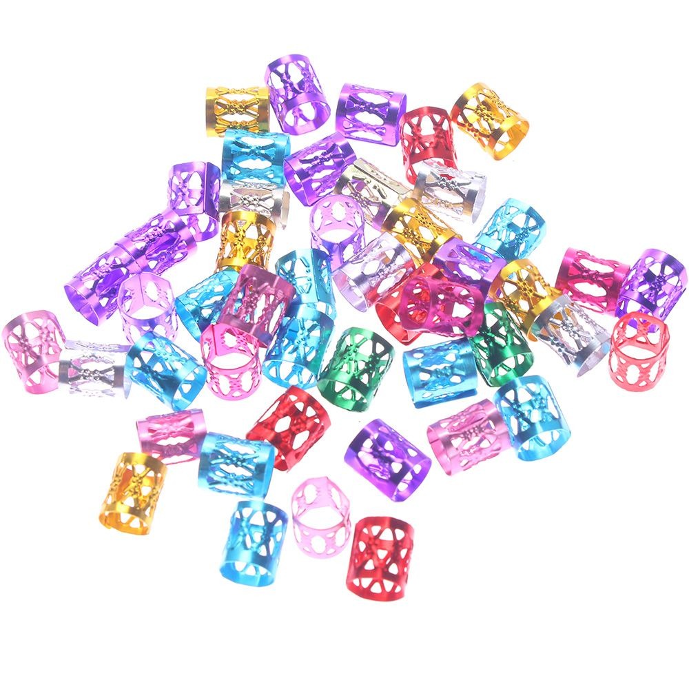100 stk/parti hår metalrørring dreadlock perler til fletninger hårperler til dreadlocks justerbar hårfletning manchetclips tilbehør: Mulitfarve