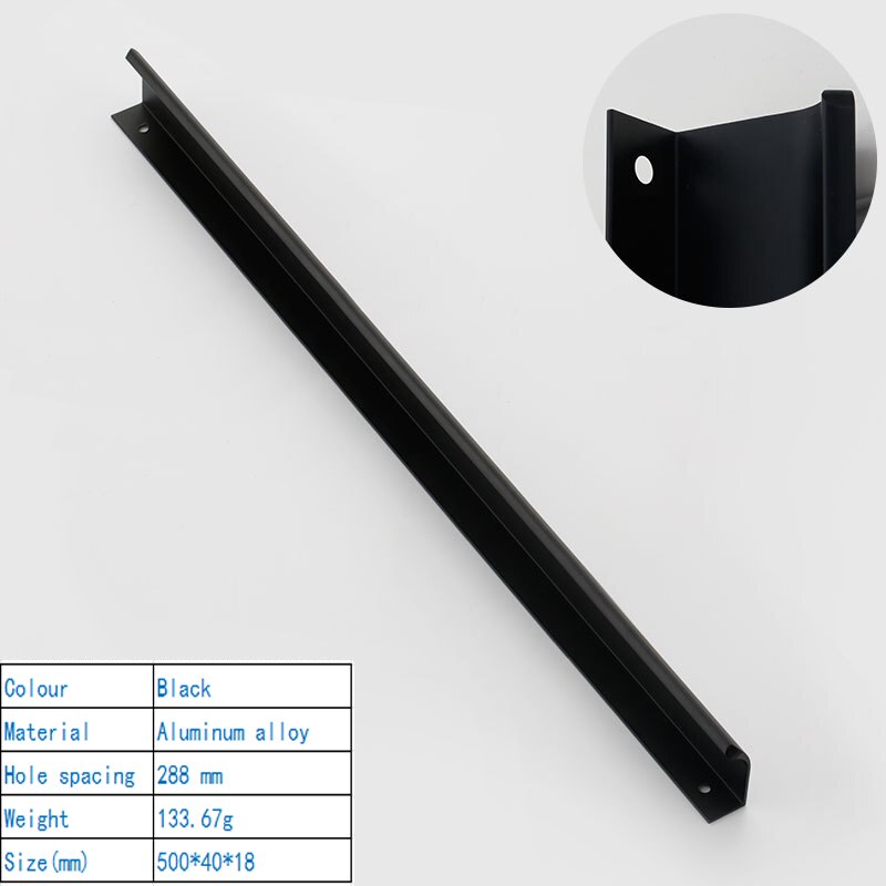 Poignées murales modernes et simples pour tiroirs, avec boucle de meubles décoratifs américains, haut de gamme: Black 6814-440mm