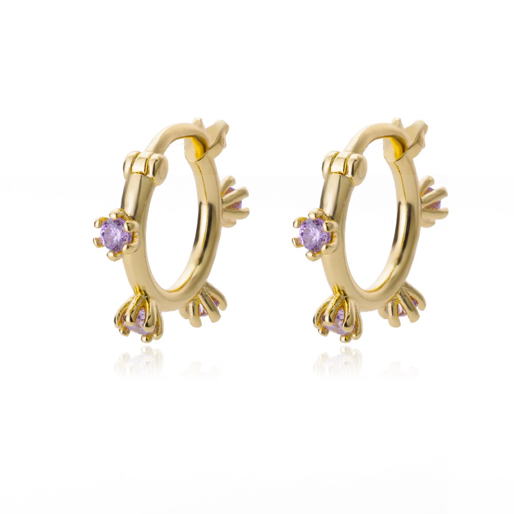 Brincos de aço inoxidável para mulheres minimalista zircão de ouro em forma de flor redonda brincos piercing boho jóias presente bijoux femme: 3