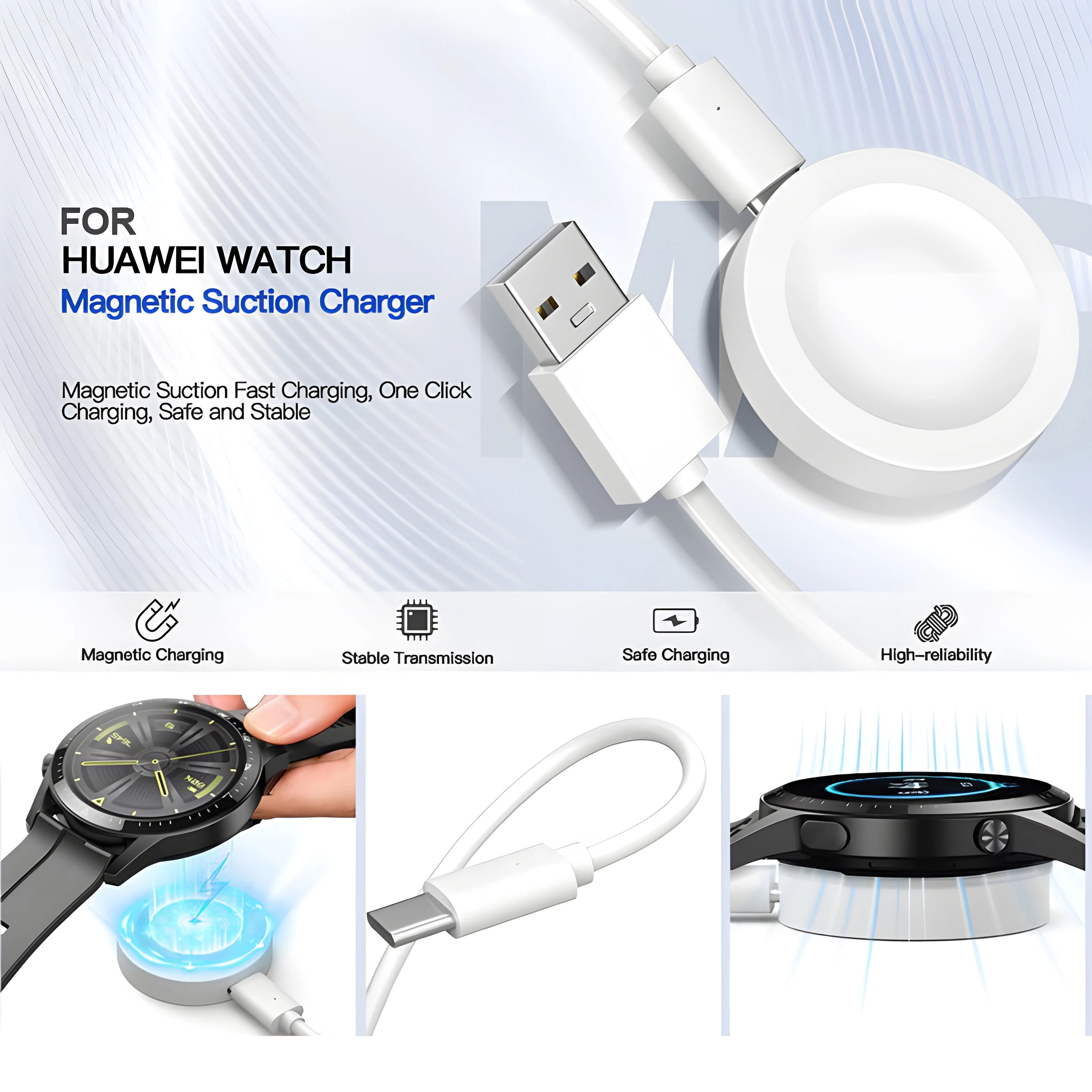 Cargador inalámbrico magnético para Huawei Watch 4 GT4 GT3, Cable de carga rápida USB para Huawei Watch 3pro GT Runner GT2 PRO