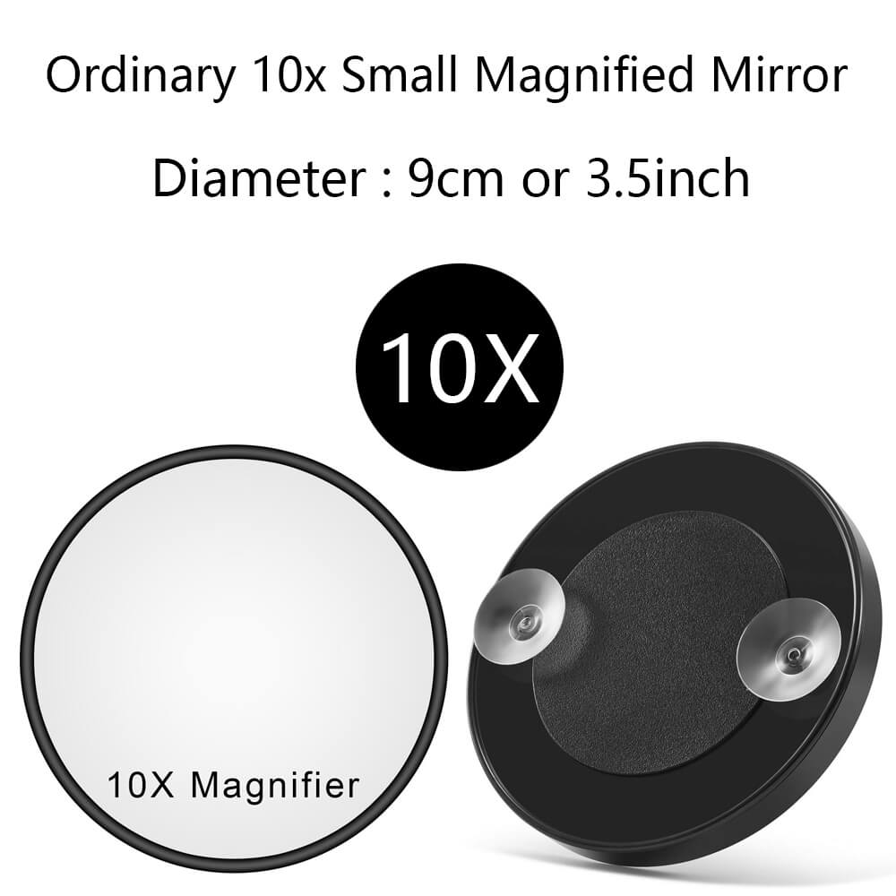 10X Grote Led Licht Make-Up Spiegel Lamp Vergrootglas Batterij Draagbare Vanity Glas Mini Miroir Badkamer Cosmetische Bad Zuignap: Small 10X Black