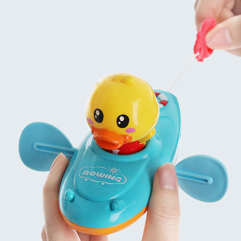 Children's bath toy chain rowboat toy swimming swimming cartoon duck baby early education bath beach