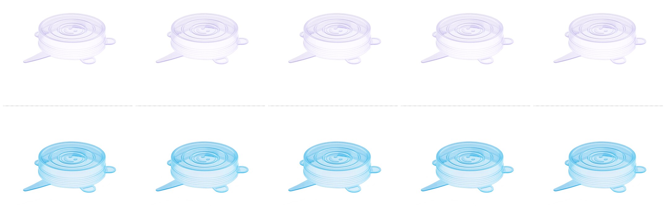 Couvercles de pots de yaourt en Silicone, 10 pièces, petits couvercles extensibles, sûrs pour les aliments, 2.6 pouces: White and blue