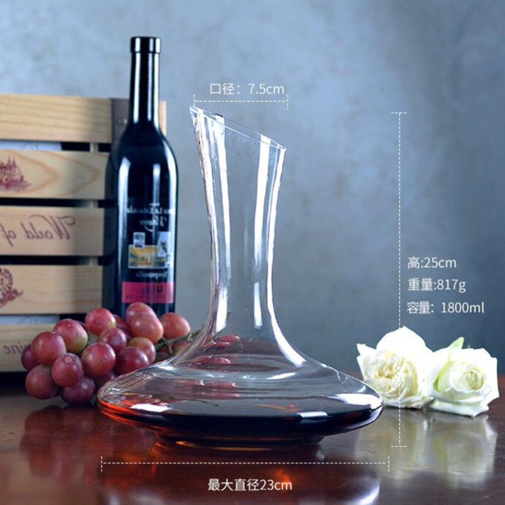 1500ml Big Decanter Handmade Crystal Red Wine Decanter Brandy Champagne Glasses Decanter Jug Pourer Aerator for Family Bar: No Handle