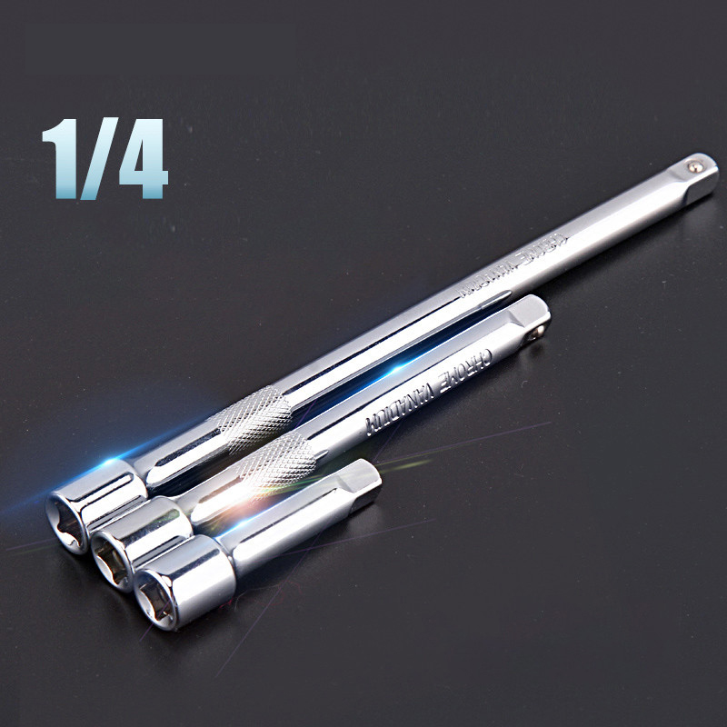Socket Ratchet Wrench Extension Bar 1/4" 50/100/150/250mm Ratchet Wrench Socket Extender Hand Adjustment Hand Tools