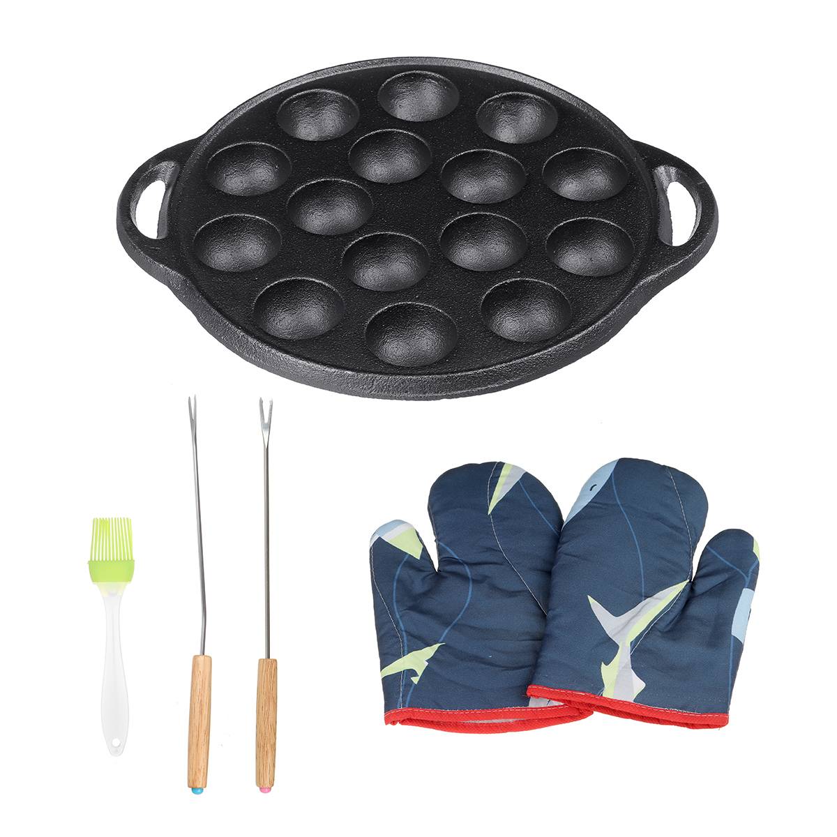 18 Holes Octopus Balls Maker Takoyaki Baking Pan Electric Taiyaki Machine Grill Japanese Cake Oven Meat Ball Maker Plate Machine: Pan with accessories
