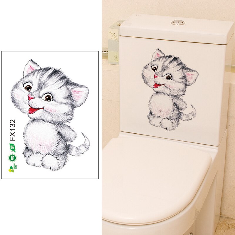 Vandtætte kat toilet klistermærker badeværelse toilet stue boligindretning sød kat mærkat plakat baggrund wallstickers kunst overføringsbilleder