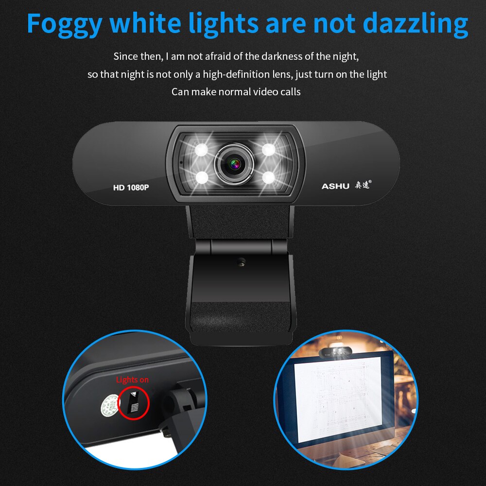 Tishric Ashu H800 Webcam 1080P Webcam Voor Computer Webcam Web Camera Met Microfoon Hd Webcam Pc Web Camera 1080P Webcam