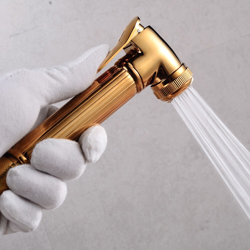 Jet Bidet Kranen Hand Held Bidet Sproeier Douche Kit Wc Bidet Kranen Goud Messing Carving Shattaf Douchekop Koperen Klep set