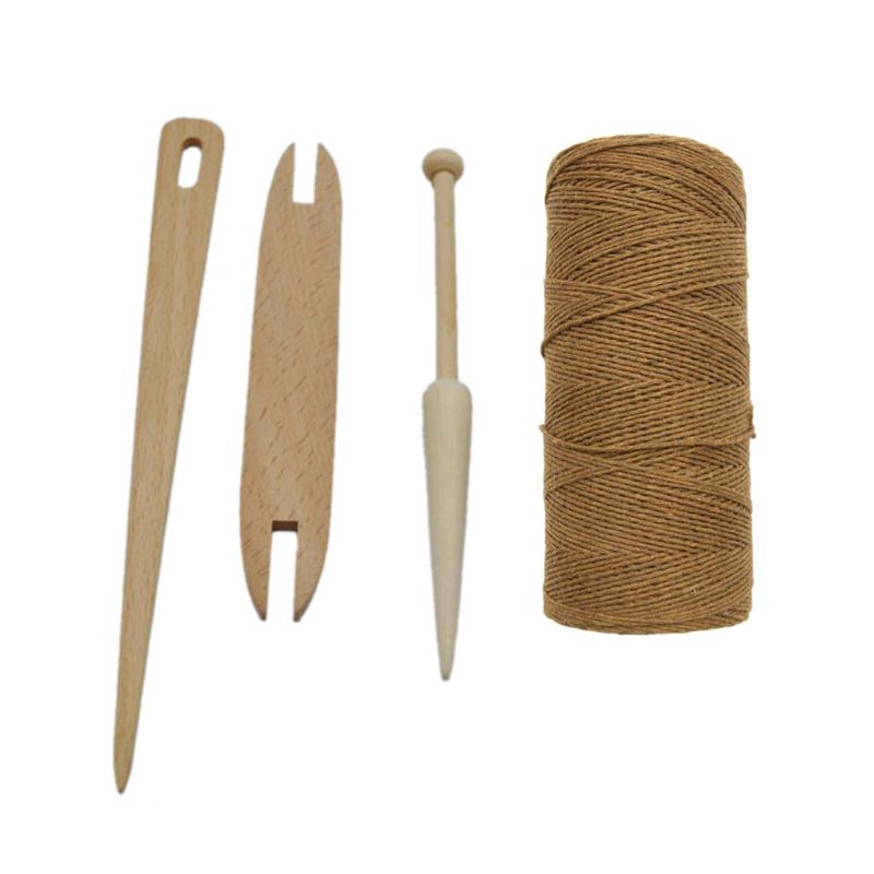 Lote de 4 unidades de varillas de madera Natural para tejer y telar, hilo de urdimbre, accesorio DIY para manualidades: Brown