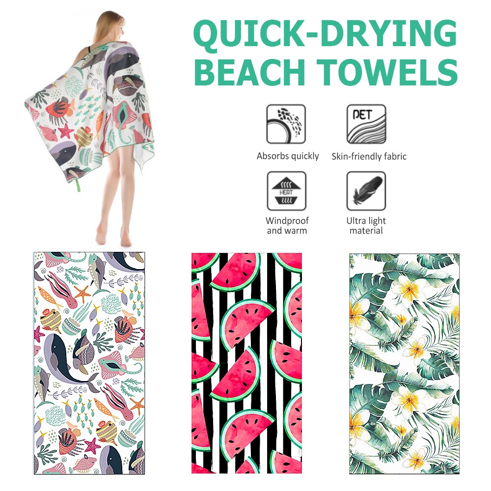 Sneldrogende Strand Handdoeken Zomer Handdoek Absorberende Sneldrogende Strandlaken Badhanddoek Grote Bloem Figuur Creatieve Wassen handdoek