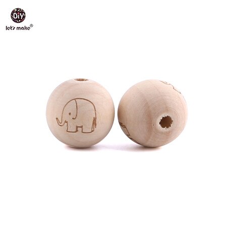 Anneau de dentition let's Make 10 pièces | Perles en bois d'érable, étoile en cœur de alimentaire, anneau de dentition en bois, de dentition, produit pour bébé: Elephant