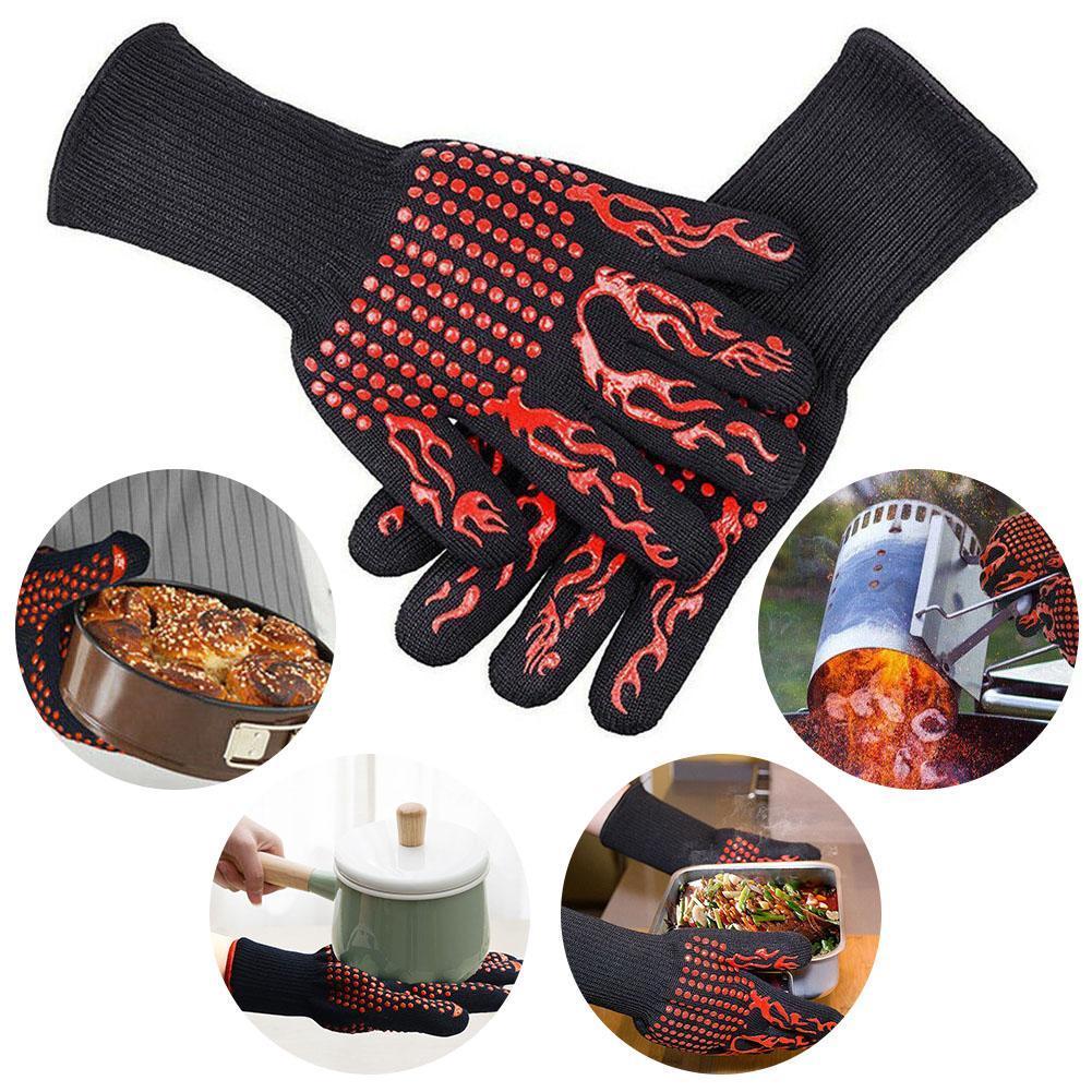 1 pc ugnsvante bakhandske extrem värmetålig f handskar bbq 932 handskar multifunktionskök grillning kock grillhandske  b5 f 9
