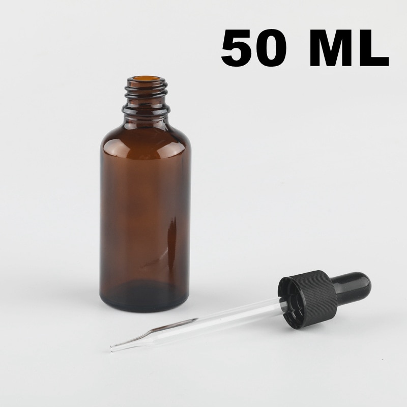 50Ml Ronde Amber Dropper Flessen Essentiële Oliën Glazen Fles Met Droppers Chemische Glas Container 12 Stks/partij