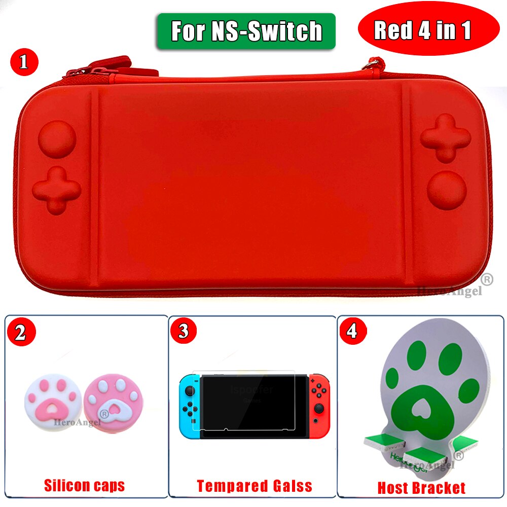 Hard Travel Protective Storage Bag For Nintend Switch For Nintendo Switch Console Case Game Accessories with Game Card Slots: SwitchRed