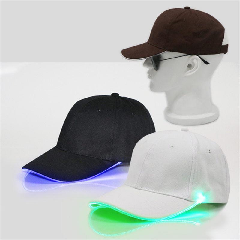 Gorra de béisbol con luz LED ajustable, gorro de béisbol con luz LED luminosa, Snapback, fibra óptica, turismo, colorido, actividad nocturna