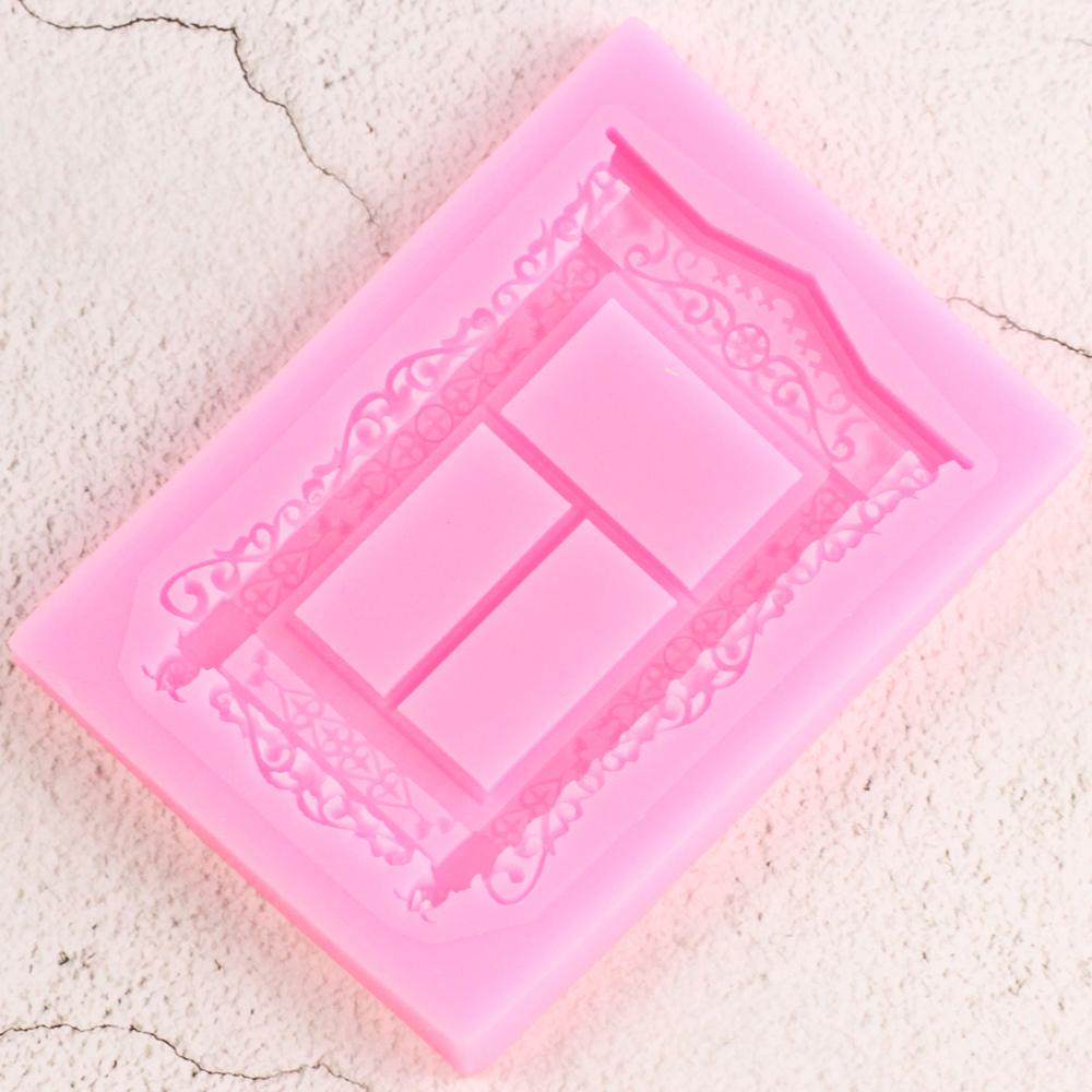 DIY Fenster Kuchen Grenze Silikon bilden Linderung Rahmen Fondant Formen Kuchen Dekorieren Werkzeuge Süßigkeit Tonne Schokolade Gumpaste Formen
