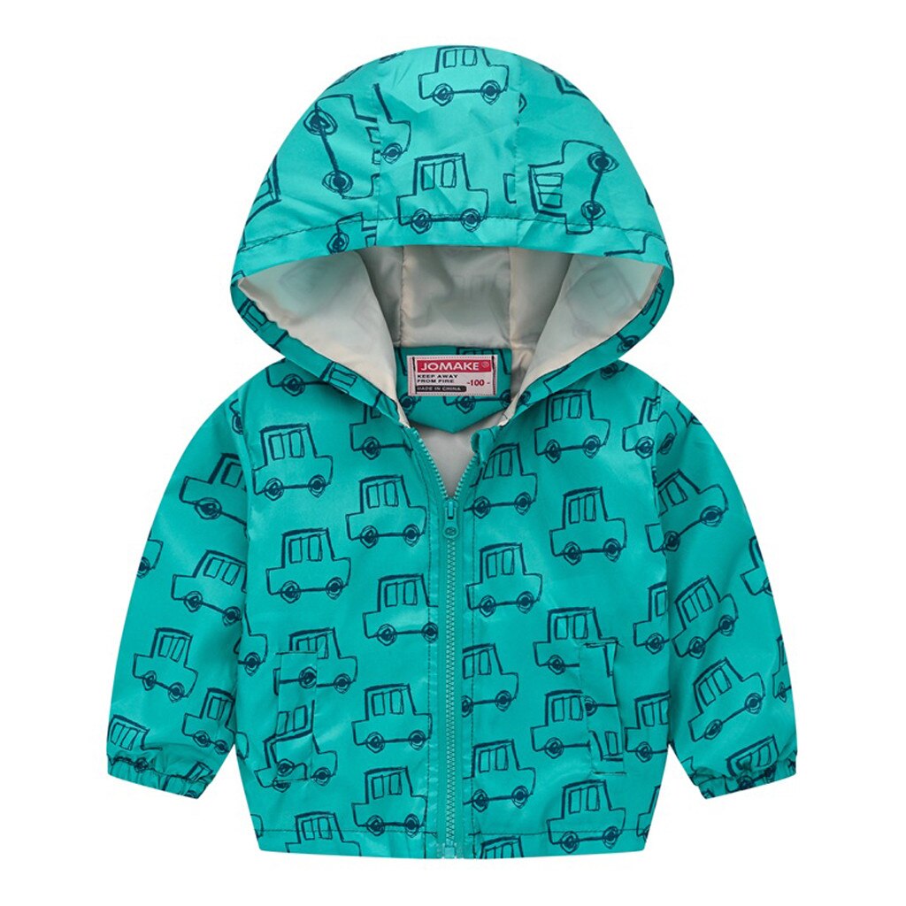 automne Enfants Vêtements Vestes pour enfants Pour Garçon Fille À Capuche Coupe-Vent À Capuche Bébé Impression Manteau Imperméable À L'eau À Capuche: green / 24M