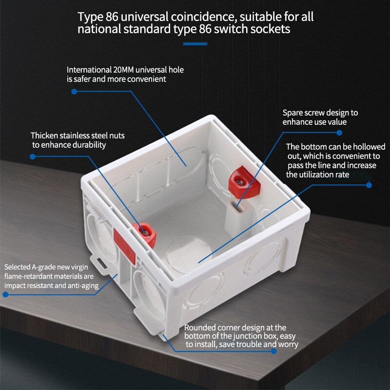 86 Type Electrical Adjustable Mounting Box Cassette Switch Socket Junction Box Concealed Internal Mounting Box White