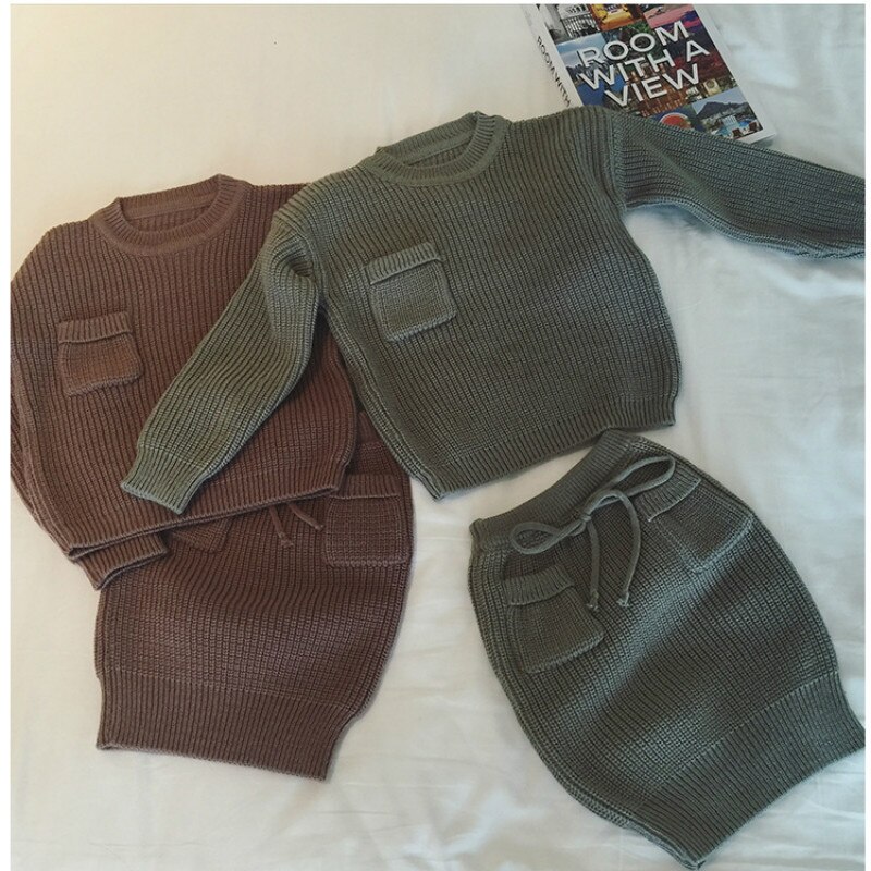 Costume pour bébé, ensemble deux pièces pour enfants, jupe pull pour filles, ensemble d'hiver, d'automne , #3707
