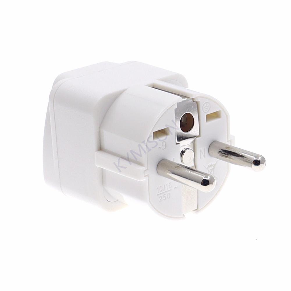 Universal Italy Switzerland India UK US AU to EU German Russia AC Power Socket Schuko Plug Travel Charger Adapter Converter: White