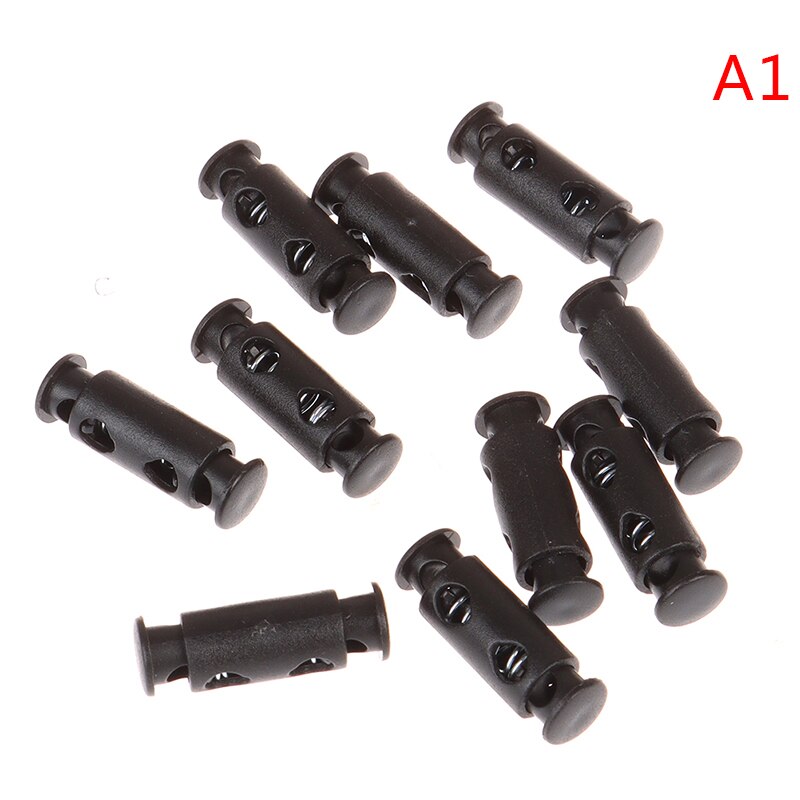 10pcs Multi Style Black Push Cord Lock Spring Clasp Plastic Stoppers Ends Toggles Clip For Apparel Bungee Elastic Rope Parts: 1