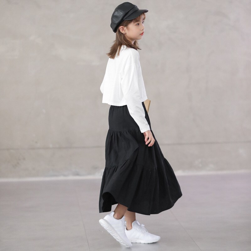 Faldas plisadas negras para chicas adolescentes, estilo Simple japonés, , trajes informales para niñas de 8, 10, 12, 13 y 14 años