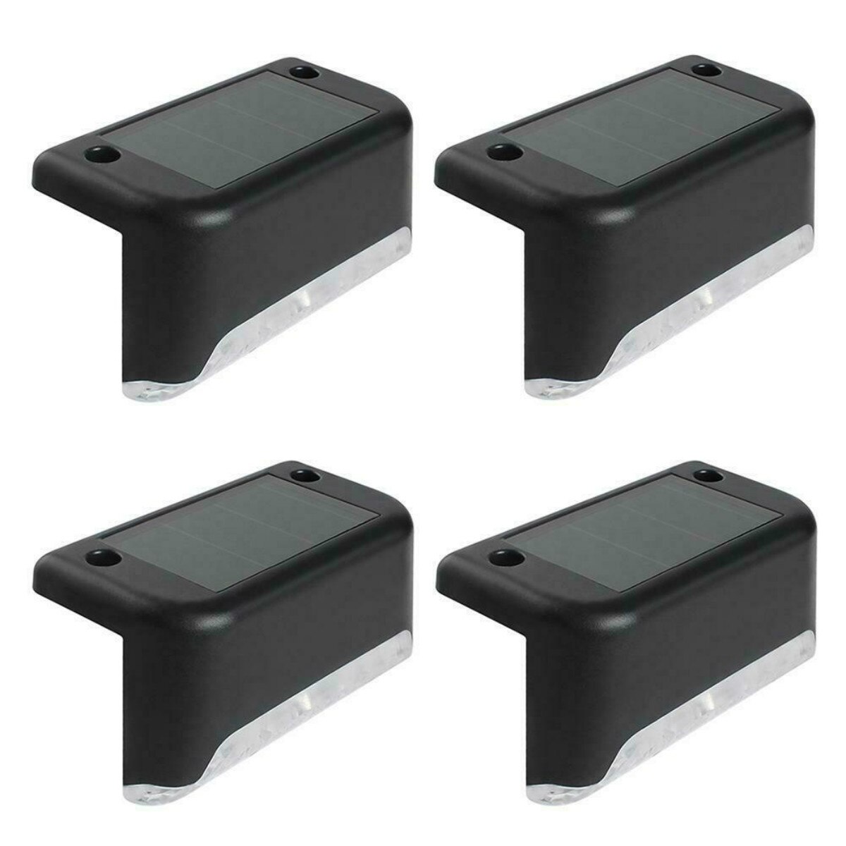 4Pcs/Set Solar Fence Post Lights Outdoor Yard Fence Security Wall Lamp Dark Sensing Waterproof Solar Light 8x4.5x4cm: Black