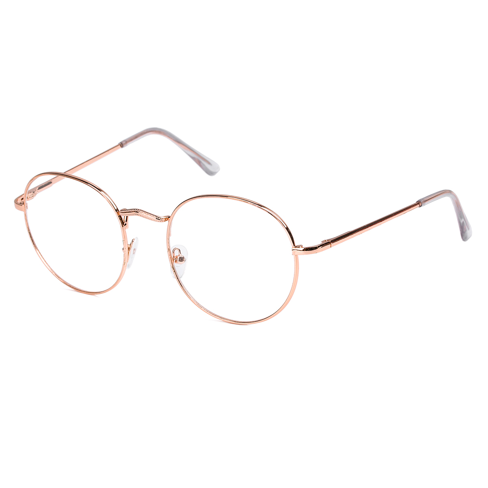Unisex vintage anti blått ljus glasögon bågar oktagon lins närsynthet optisk spegel enkel legering anti uv klar glasögon bågar: 02 guld