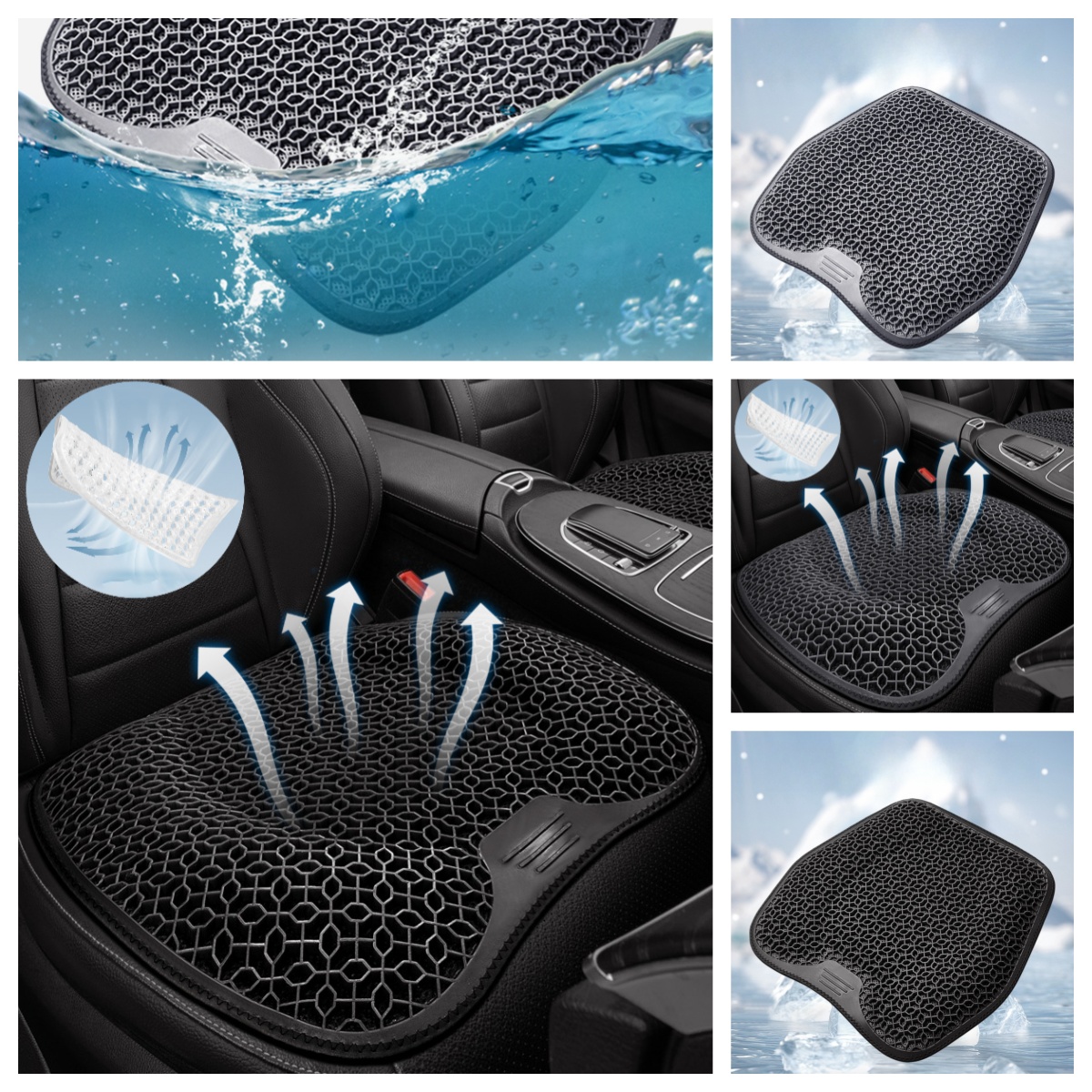 Zomer Autostoelkussen Auto Gel Koeling Zitkussen 3D Gel Honingraat Koel Ijs Zijde Auto Thuis Stoelkussen Ventilatie Vel