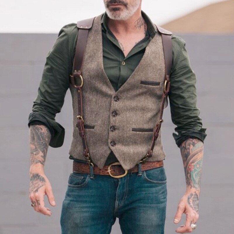Colorblock dress vest menn viktoriansk steampunk casual herre vest gentleman bryllup slank vest kul menn gilet 3xl