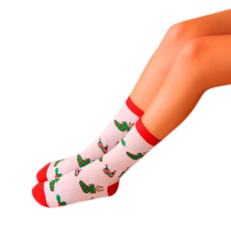 Christmas Socks Cotton Knit Crew Warm Socks For Girls Winter Novelty Christmas: K