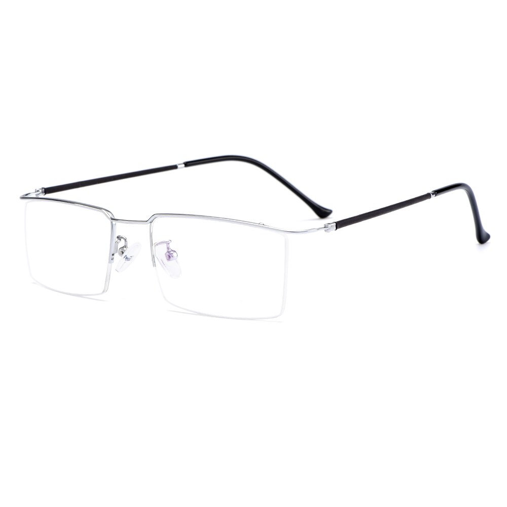 Gmei Optical Ultralight Titanium Alloy Glasses Frame Square Eyewear Flexible Temple Legs IP Electroplating Y2533: C3 Silver