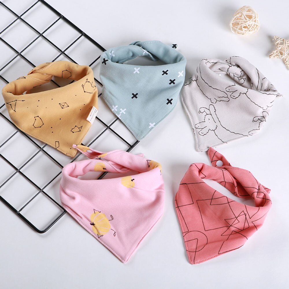 5 Stks/partij Slabbers Driehoek Dubbele Katoen Slabbetjes Cartoon Print Speeksel Handdoek Baby Jongens Meisjes Voeden Schort Katoen Bandana Slabbetjes: 4