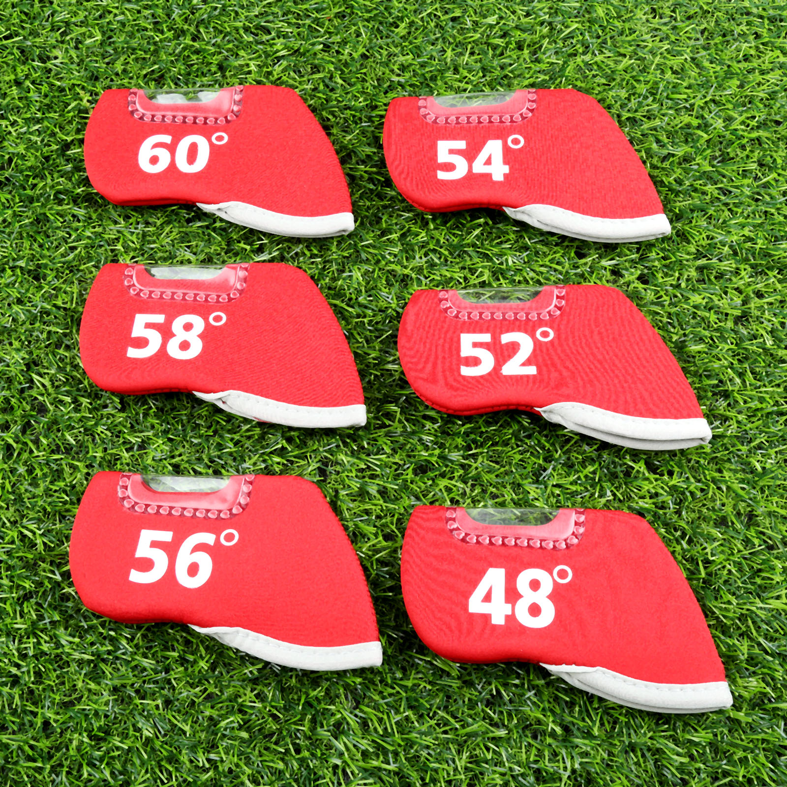 Red Golf Club Iron Head Covers Neoprene Golf Headcover Club Heads Putter Protector Set Protective Cover With Window and Numbers