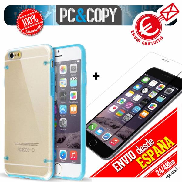 Funda hibrida policarbonato rigida con marco TPU de colores para iphone 6 6S