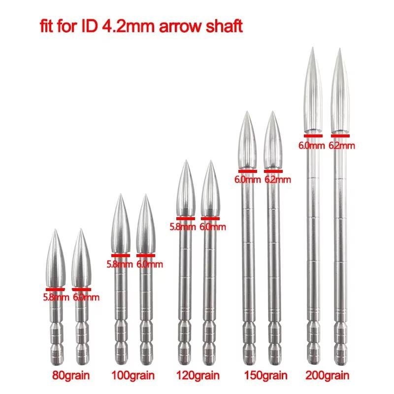Stalen boogschietpunt van 80/100/120/150/200 grain, broadhead voor pijlschachten van  id4.2mm inch, doe-het-zelf accessoires voor boogjacht en schieten.
