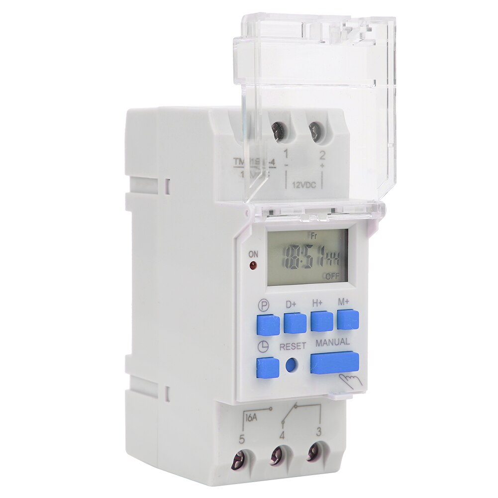 Weekly Timer Switch 12V DC 16A LCD Display with Countdown Function Removable Battery