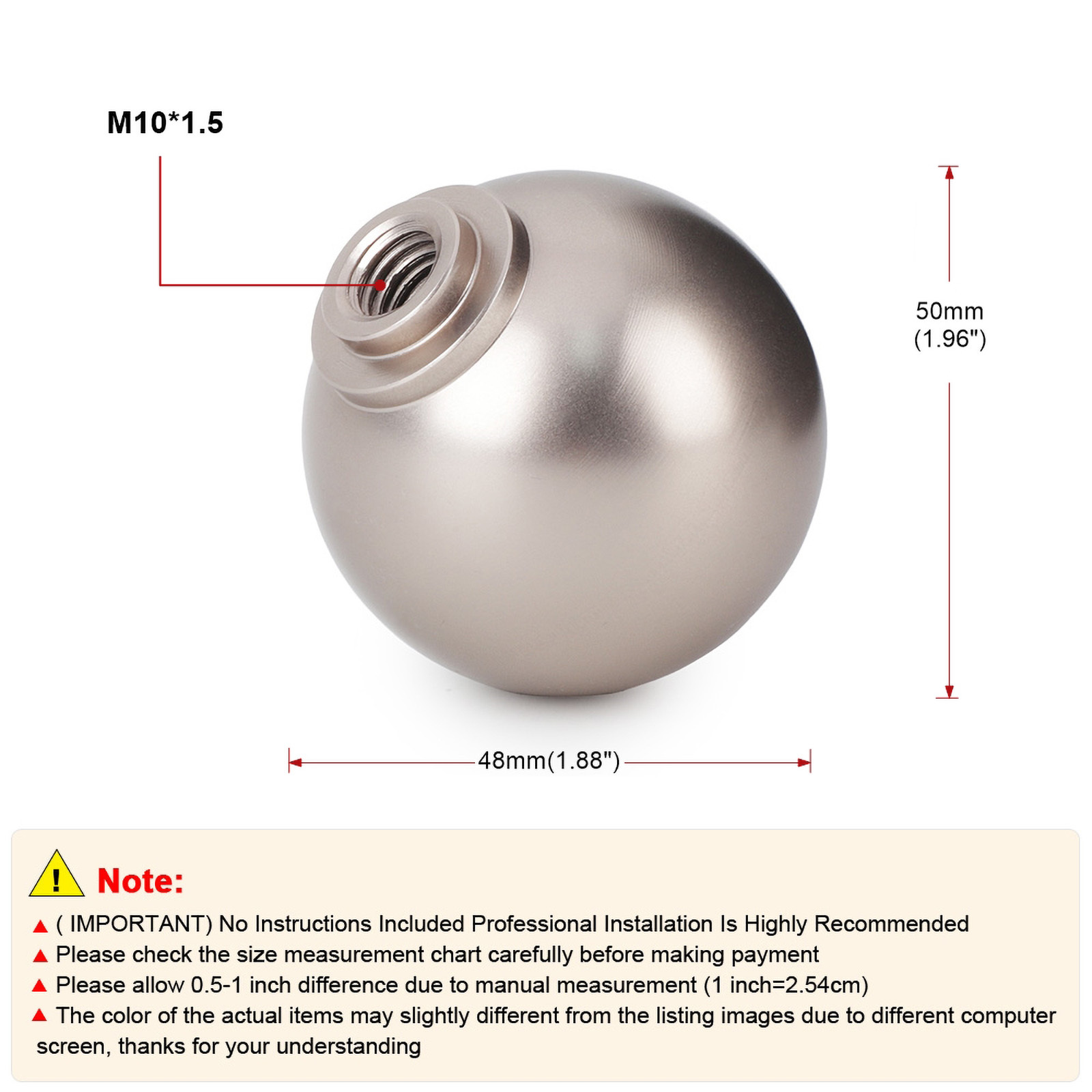 Pommeau de levier de vitesse en aluminium, 5/6 vitesses, en forme de boule, M10 x 1.5, pour Honda Fit Civic City FD2 FN2 EP3 TYPE R DC2 DC5 AP1 AP2 S2000 F20C