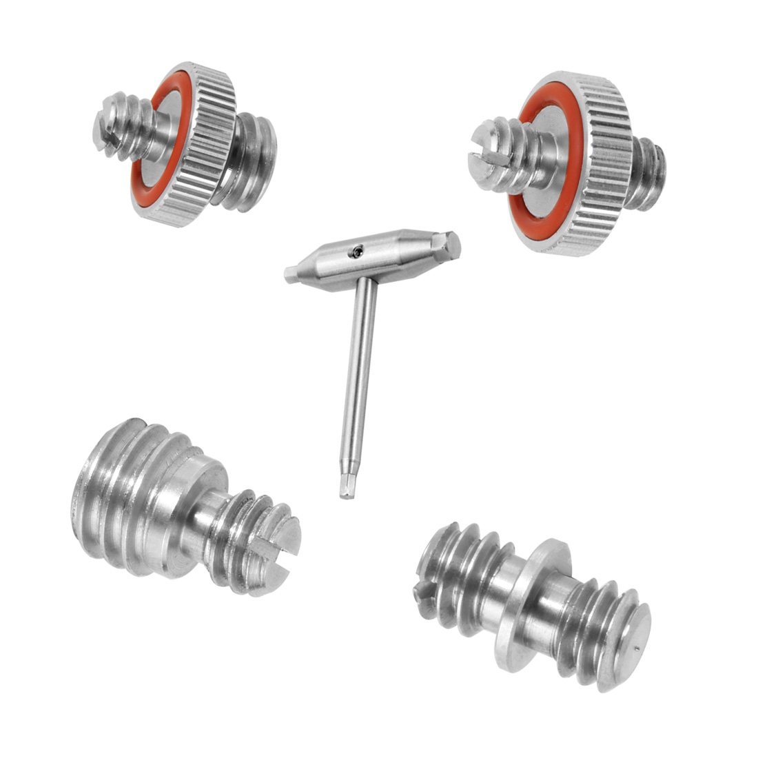 Stainless Steel 1/4" Male to 1/4" / 3/8" Male Threaded Adapter 1/4Inch Double Male Screw Adapter Tripod Stand Camera Accessories: Silver
