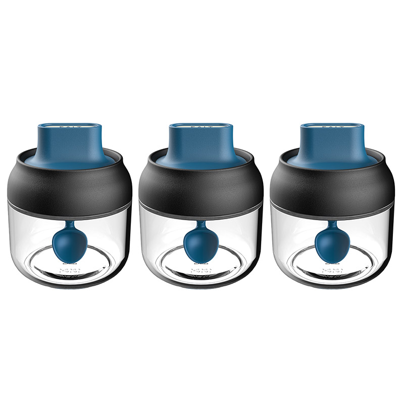 Frascos de almacenamiento de vidrio, botes para condimentos y pimienta, bote para aceite, miel, especias, bote con cuchara, cepillo, recipiente para salsa, depósito de sal, suministros de cocina