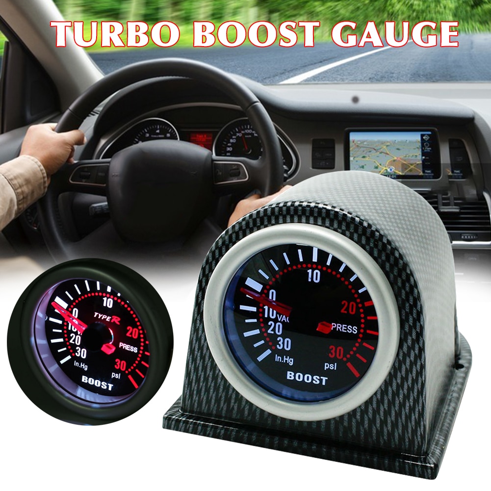 2in 52mm Mechanical 12V Car Turbo Boost Gauge Kit Universal Car Parts Led Pointer Display Boost Controller Kit 1-30 PSI