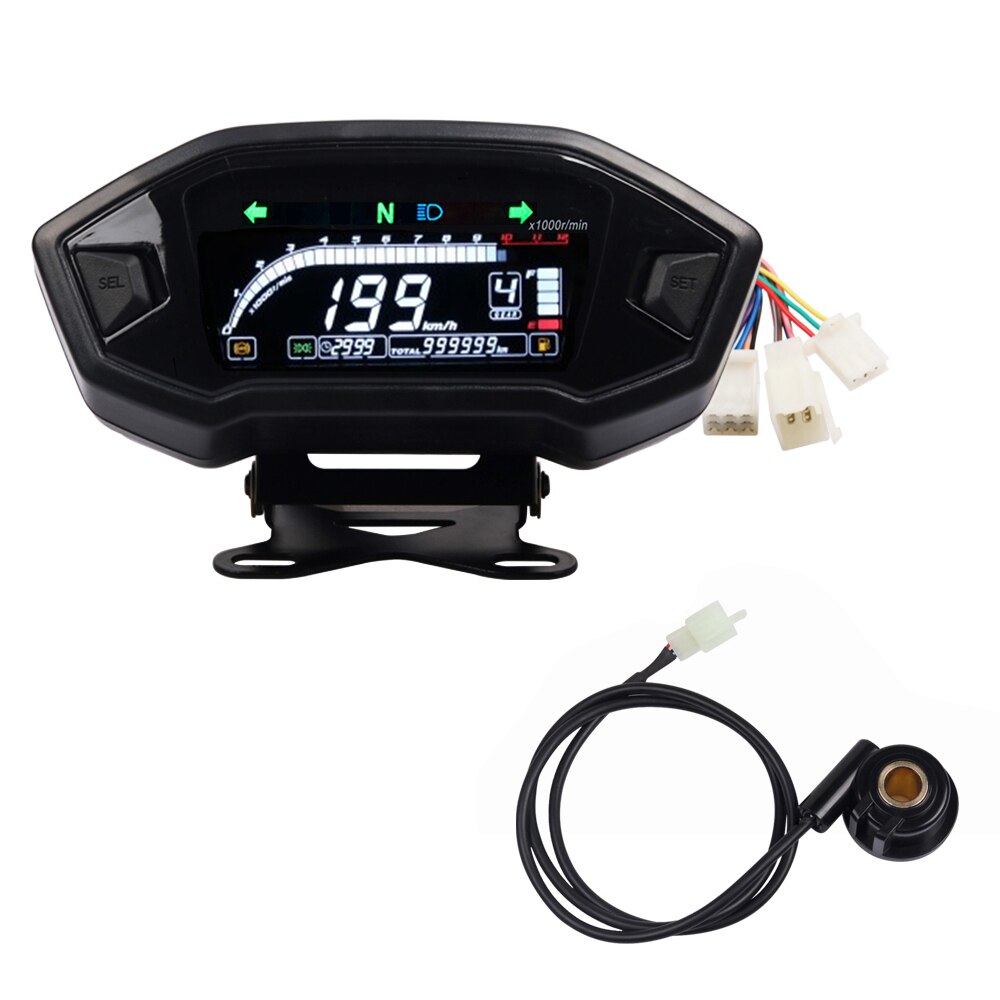 Universal Motorcycle Digital Speedometer Digital Tachometer Dashboard Instrument Panel Meter LCD Display 10000 RPM Cylinder1 2 4: F.meter and bracket