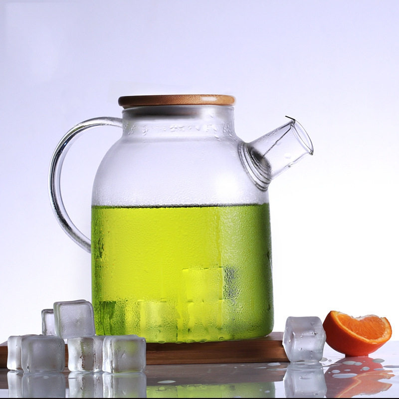 1000ml/1800ml glazen waterkoker, hittebestendige bloementheepot met bamboe deksel, roestvrijstalen filter en heldere sapcontainer