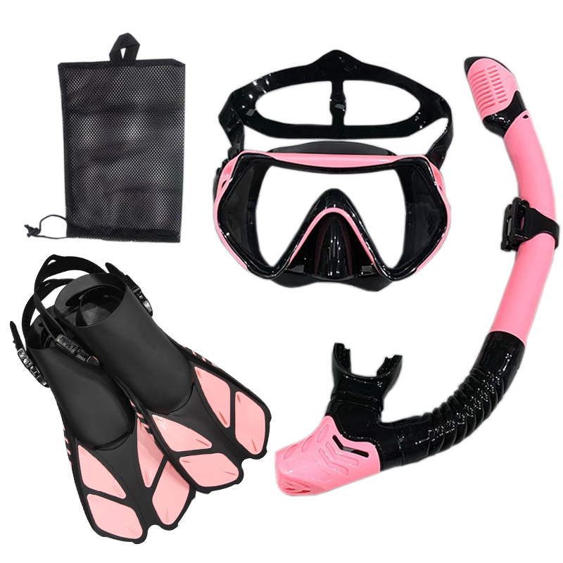 Máscara y gafas de buceo con snorkel, juego de tubo de natación para buceo, adulto, unisex: Rojo / L / XL